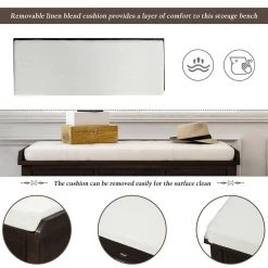 Espresso Wooden Storage Shoe Bench Stool 42.1"L x 15.4"W x 18.7"H with Removable Cushion, 3 Drawers and 3 Baskets by ANBAZAR -ANBAZAR Sales espresso anbazar dining benches 01536anna b fa 1000