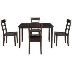 5-Piece Espresso Wood Rectangular Kitchen Table Set Dining Table Set, Wood Dining Table and 4 Chairs Set for Dining Room by ANBAZAR -ANBAZAR Sales espresso anbazar dining room sets 01625anna p c3 1000