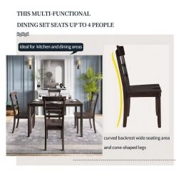 5-Piece Espresso Wood Rectangular Kitchen Table Set Dining Table Set, Wood Dining Table and 4 Chairs Set for Dining Room by ANBAZAR -ANBAZAR Sales espresso anbazar dining room sets 01625anna p fa 1000