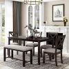 Espresso 6-Pieces Wood Dining Table Chair Set for 6 People, Rectangle Dining Table, 4 Cushioned Chairs and Bench by ANBAZAR