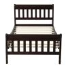 Espresso Twin Size Wood Platform Bed with Headboard and Footboard, Sturdy Sleigh Panel Bed Frame with Wood Slats by ANBAZAR