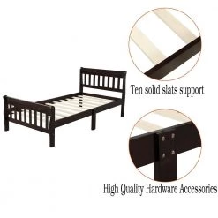 Espresso Twin Size Wood Platform Bed with Headboard and Footboard, Sturdy Sleigh Panel Bed Frame with Wood Slats by ANBAZAR 15 Espresso Twin Size Wood Platform Bed with Headboard and Footboard, Sturdy Sleigh Panel Bed Frame with Wood Slats by ANBAZAR -ANBAZAR Sales espresso anbazar kids beds 00677anna fa 1000