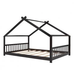 Twin Size House Bed Wood Bed Espresso by ANBAZAR -ANBAZAR Sales espresso anbazar kids beds liner13 c 40 1000