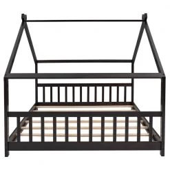 Twin Size House Bed Wood Bed Espresso by ANBAZAR -ANBAZAR Sales espresso anbazar kids beds liner13 c 4f 1000