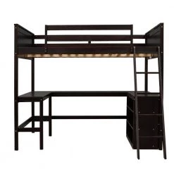 Espresso Full Size Wood Loft Bed Frame with Bookshelves and L-shaped Desk, Full Kids Wood Loft Bed with Inclined Ladder by ANBAZAR -ANBAZAR Sales espresso anbazar loft beds 02105anna p c3 1000