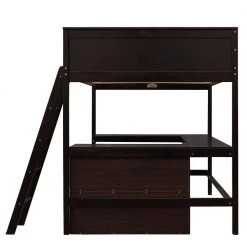 Espresso Full Size Wood Loft Bed Frame with Bookshelves and L-shaped Desk, Full Kids Wood Loft Bed with Inclined Ladder by ANBAZAR -ANBAZAR Sales espresso anbazar loft beds 02105anna p fa 1000