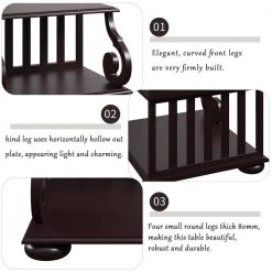 Vintage End Side Table with Shelves and Elegant Legs, Stylish 0-drawer Espresso Nightstand 22.6"H x 18"W x 21"D by ANBAZAR -ANBAZAR Sales espresso anbazar nightstands 00428anna 44 1000