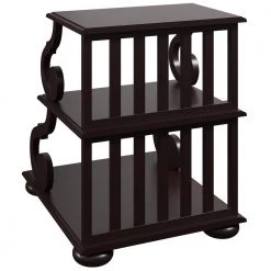 Vintage End Side Table with Shelves and Elegant Legs, Stylish 0-drawer Espresso Nightstand 22.6"H x 18"W x 21"D by ANBAZAR -ANBAZAR Sales espresso anbazar nightstands 00428anna 4f 1000