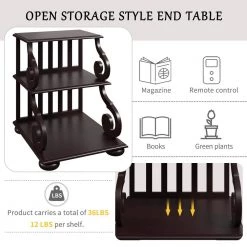 Vintage End Side Table with Shelves and Elegant Legs, Stylish 0-drawer Espresso Nightstand 22.6"H x 18"W x 21"D by ANBAZAR -ANBAZAR Sales espresso anbazar nightstands 00428anna 76 1000