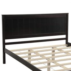 Queen Size Espresso Bed Frame with Headboard, Wood Queen Size Platform Frame, No Box Spring Needed by ANBAZAR -ANBAZAR Sales espresso anbazar platform beds 00086anna 1f 1000