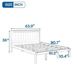 Queen Size Espresso Bed Frame with Headboard, Wood Queen Size Platform Frame, No Box Spring Needed by ANBAZAR -ANBAZAR Sales espresso anbazar platform beds 00086anna 76 1000
