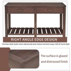 Espresso Farmhouse Console Table Sofa Table with Drawers and Shelf, Living Room Narrow Entryway Table Hallway Table by ANBAZAR 17 Espresso Farmhouse Console Table Sofa Table with Drawers and Shelf, Living Room Narrow Entryway Table Hallway Table by ANBAZAR -ANBAZAR Sales espresso anbazar sideboards buffet tables kz 042 p 1f 1000