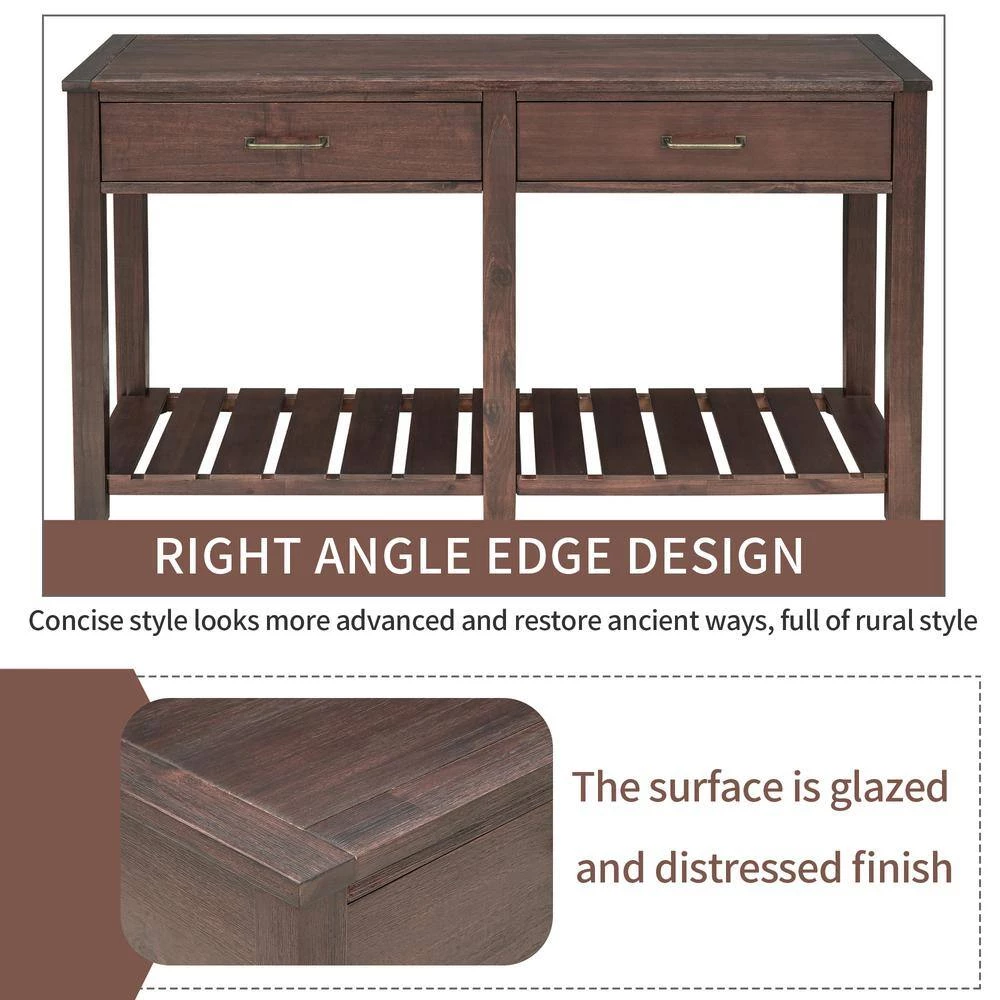 Espresso Farmhouse Console Table Sofa Table with Drawers and Shelf, Living Room Narrow Entryway Table Hallway Table by ANBAZAR 7 Espresso Farmhouse Console Table Sofa Table with Drawers and Shelf, Living Room Narrow Entryway Table Hallway Table by ANBAZAR - Image 7