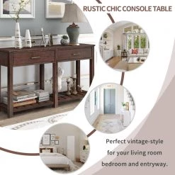 Espresso Farmhouse Console Table Sofa Table with Drawers and Shelf, Living Room Narrow Entryway Table Hallway Table by ANBAZAR 20 Espresso Farmhouse Console Table Sofa Table with Drawers and Shelf, Living Room Narrow Entryway Table Hallway Table by ANBAZAR -ANBAZAR Sales espresso anbazar sideboards buffet tables kz 042 p 31 1000
