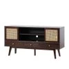 3-Drawer Mid Century Modern Wooden TV Stand for TVs up to 65 in. Flat Screen, Cabinet for Living Room (Espresso) by ANBAZAR