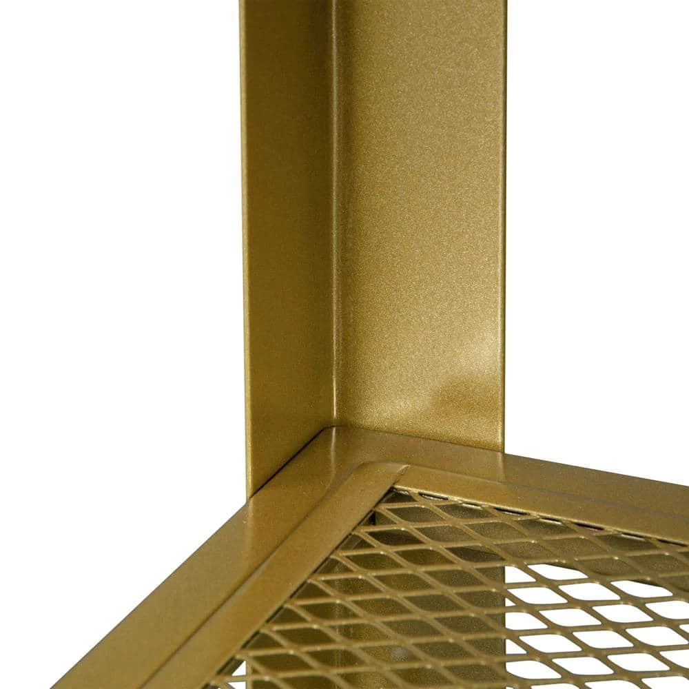 2-Tier Gold Coffee Table with Wheels and Mesh Shelf by ANBAZAR 8 2-Tier Gold Coffee Table with Wheels and Mesh Shelf by ANBAZAR - Image 8