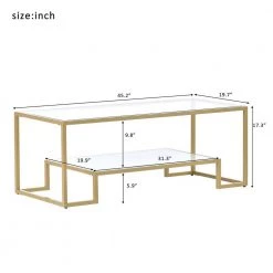 Modern 3-Piece Table Sets, Metal with Stained White Tempered Glass, 2-Tier End Table + Side Table + Coffee Table, Gold by ANBAZAR -ANBAZAR Sales gold anbazar end side tables d 001261 w 66 1000