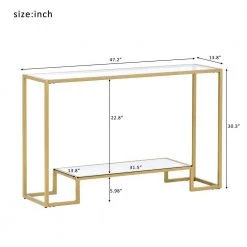 Modern 3-Piece Table Sets, Metal with Stained White Tempered Glass, 2-Tier End Table + Side Table + Coffee Table, Gold by ANBAZAR -ANBAZAR Sales gold anbazar end side tables d 001261 w 76 1000