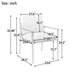 Rustic Gray Metal Frame Linen Cushion Arm Chair (Set of 1), Sofa Chair Lounge Chair with Removable Cushion and Backrest by ANBAZAR -ANBAZAR Sales gray anbazar accent chairs 02284anna w 1f 1000