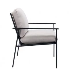 Rustic Gray Metal Frame Linen Cushion Arm Chair (Set of 1), Sofa Chair Lounge Chair with Removable Cushion and Backrest by ANBAZAR -ANBAZAR Sales gray anbazar accent chairs 02284anna w 44 1000