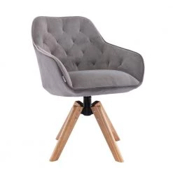 Gray Velvet Fabric Upholstery Accent Arm Chair (Set of 1), Solid Wood Tufted Arm Chair, Accent Arm Chair with Wood Legs by ANBAZAR -ANBAZAR Sales gray anbazar accent chairs 02677anna gy fa 1000