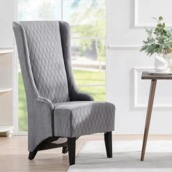 28.5" Wide Gray Fabric Upholstered Wingback Accent Chair by ANBAZAR -ANBAZAR Sales gray anbazar accent chairs gj 218 g 31 1000
