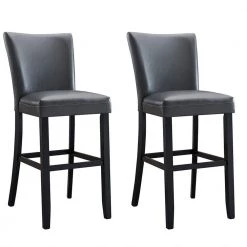 20 inches wide. Gray high back solid wood frame, high elasticity, high leg PU upholstered bar chair (Set of 2) by ANBAZAR