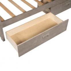 Antique Grey Wood House-shaped Bunk Bed with Slide, Twin Over Twin Wood Bunk Bed, Low Playhouse Bunk Bed with Drawers by ANBAZAR -ANBAZAR Sales gray anbazar bunk beds 00321anna 76 1000