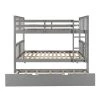 Full Over Full Bunk Beds with Trundle for Kids Teens Adult, Detachable Wood Full Bunk Bed Frame Gray by ANBAZAR