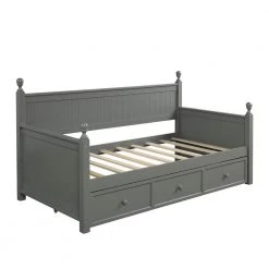 Gray Twin Size Wood Daybed with Three Drawers, Sturdy Modern Sofa Bed Daybed Frame, No Box Spring Needed by ANBAZAR -ANBAZAR Sales gray anbazar daybeds 00682anna 44 1000