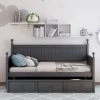 Gray Twin Size Wood Daybed with Three Drawers, Sturdy Modern Sofa Bed Daybed Frame, No Box Spring Needed by ANBAZAR