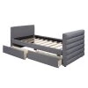 Modern Gray Linen Upholstered Daybed With Two Drawers, Twin Size Daybed Frame Sofa Bed, No Box Spring Needed by ANBAZAR