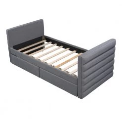 Modern Gray Linen Upholstered Daybed With Two Drawers, Twin Size Daybed Frame Sofa Bed, No Box Spring Needed by ANBAZAR 15 Modern Gray Linen Upholstered Daybed With Two Drawers, Twin Size Daybed Frame Sofa Bed, No Box Spring Needed by ANBAZAR -ANBAZAR Sales gray anbazar daybeds 01010anna fa 1000