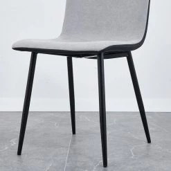 Linen Dining chair 4-piece set, medieval modern cushion side chair with black metal leg, for kitchen or dining room-Gray by ANBAZAR -ANBAZAR Sales gray anbazar dining chairs d 001098 g fa 1000