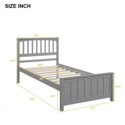 Twin Size Gray Platform Bed Frame with Wood Slats Twin Size Kid Bed Frame with Headboard No Box Spring Required by ANBAZAR -ANBAZAR Sales gray anbazar kids beds 00290anna 4f 1000