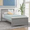 Twin Size Gray Platform Bed Frame with Wood Slats Twin Size Kid Bed Frame with Headboard No Box Spring Required by ANBAZAR