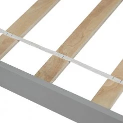 Twin Size Gray Platform Bed Frame with Wood Slats Twin Size Kid Bed Frame with Headboard No Box Spring Required by ANBAZAR -ANBAZAR Sales gray anbazar kids beds 00290anna 76 1000