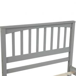 Twin Size Gray Platform Bed Frame with Wood Slats Twin Size Kid Bed Frame with Headboard No Box Spring Required by ANBAZAR -ANBAZAR Sales gray anbazar kids beds 00290anna fa 1000