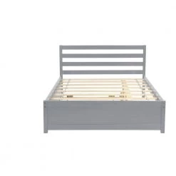 Gray Full Size Wood Kids Platform Bed with Trundle, Wooden Platform Bed Frame with Headboard and Wood Support Slats by ANBAZAR -ANBAZAR Sales gray anbazar kids beds 01568anna e 44 1000