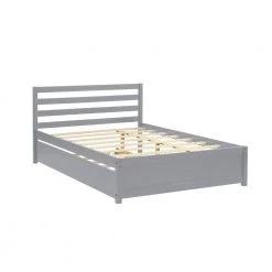 Gray Full Size Wood Kids Platform Bed with Trundle, Wooden Platform Bed Frame with Headboard and Wood Support Slats by ANBAZAR -ANBAZAR Sales gray anbazar kids beds 01568anna e 76 1000