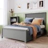 Gray Full Size Platform Bed with Two Drawers, Solid Wood Platform Bed with Headboard and Footboard, No Box Spring Needed by ANBAZAR