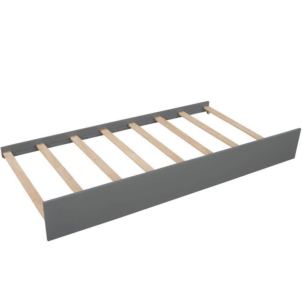 L Shaped Platform Beds Frame with Trundle and Drawers, 3 Twin Beds in One with Square Table for Kids, Grey by ANBAZAR 5 L Shaped Platform Beds Frame with Trundle and Drawers, 3 Twin Beds in One with Square Table for Kids, Grey by ANBAZAR - Image 5