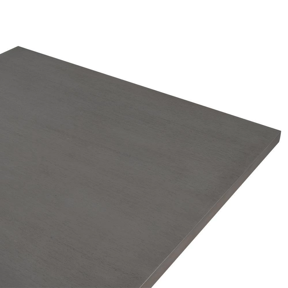 Modern 35 in. Gray Wood Frame Counter Height Dining Table with 2-Tier Shelves, Distressed Square Shape Dining Table by ANBAZAR 6 Modern 35 in. Gray Wood Frame Counter Height Dining Table with 2-Tier Shelves, Distressed Square Shape Dining Table by ANBAZAR - Image 6