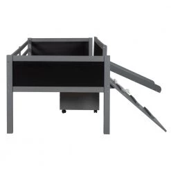 Twin Size Wood Gray Loft Bed with Slide and Climbing Ladder, Low Kid Loft Bed with Storage Boxes and Chalk Board by ANBAZAR 16 Twin Size Wood Gray Loft Bed with Slide and Climbing Ladder, Low Kid Loft Bed with Storage Boxes and Chalk Board by ANBAZAR -ANBAZAR Sales gray anbazar loft beds 00571anna 76 1000