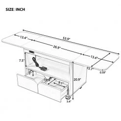 Foldable 2-Drawer White Nightstand Living Room Bedroom Storage Cabinet with USB Ports 20.9''H X 13.4''W X 53.9''D by ANBAZAR -ANBAZAR Sales gray anbazar nightstands 00993anna 1f 1000