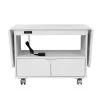 Foldable 2-Drawer White Nightstand Living Room Bedroom Storage Cabinet with USB Ports 20.9''H X 13.4''W X 53.9''D by ANBAZAR