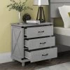 Modern Solid Wood 3-Drawers Gray Nightstand Bedside Table End Side Table, Perfect for Bedroom Living Room by ANBAZAR