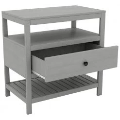 Gray Modern 1-Drawer Rectangle Nightstand 26.2''L*15''W*26.5''H with 2 Shelves, Wooden Nightstand Side Table End Table by ANBAZAR -ANBAZAR Sales gray anbazar nightstands 01742anna e 44 1000
