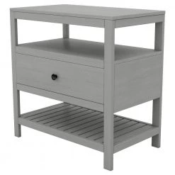 Gray Modern 1-Drawer Rectangle Nightstand 26.2''L*15''W*26.5''H with 2 Shelves, Wooden Nightstand Side Table End Table by ANBAZAR -ANBAZAR Sales gray anbazar nightstands 01742anna e 4f 1000