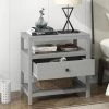 Gray Modern 1-Drawer Rectangle Nightstand 26.2''L*15''W*26.5''H with 2 Shelves, Wooden Nightstand Side Table End Table by ANBAZAR
